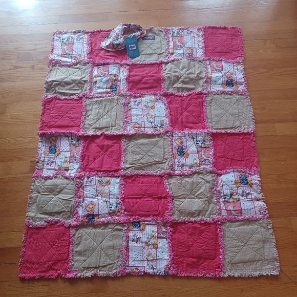 Handmade Reversible Quilted Rag Patchwork Blanket Bedding Play Mat Bear Pattern - Picture 8 of 10